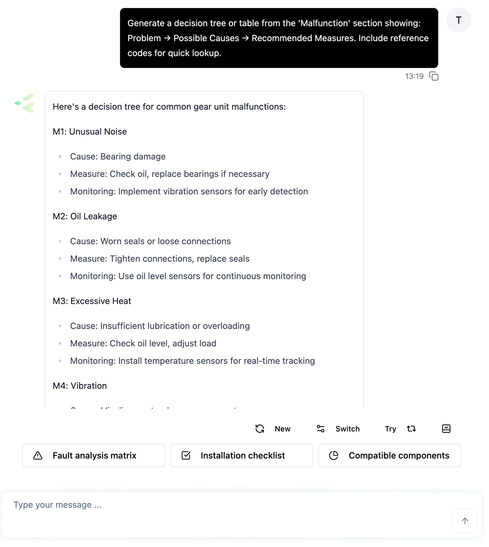 Factory AI Predict platform showing data analysis and anomaly detection across various monitoring points